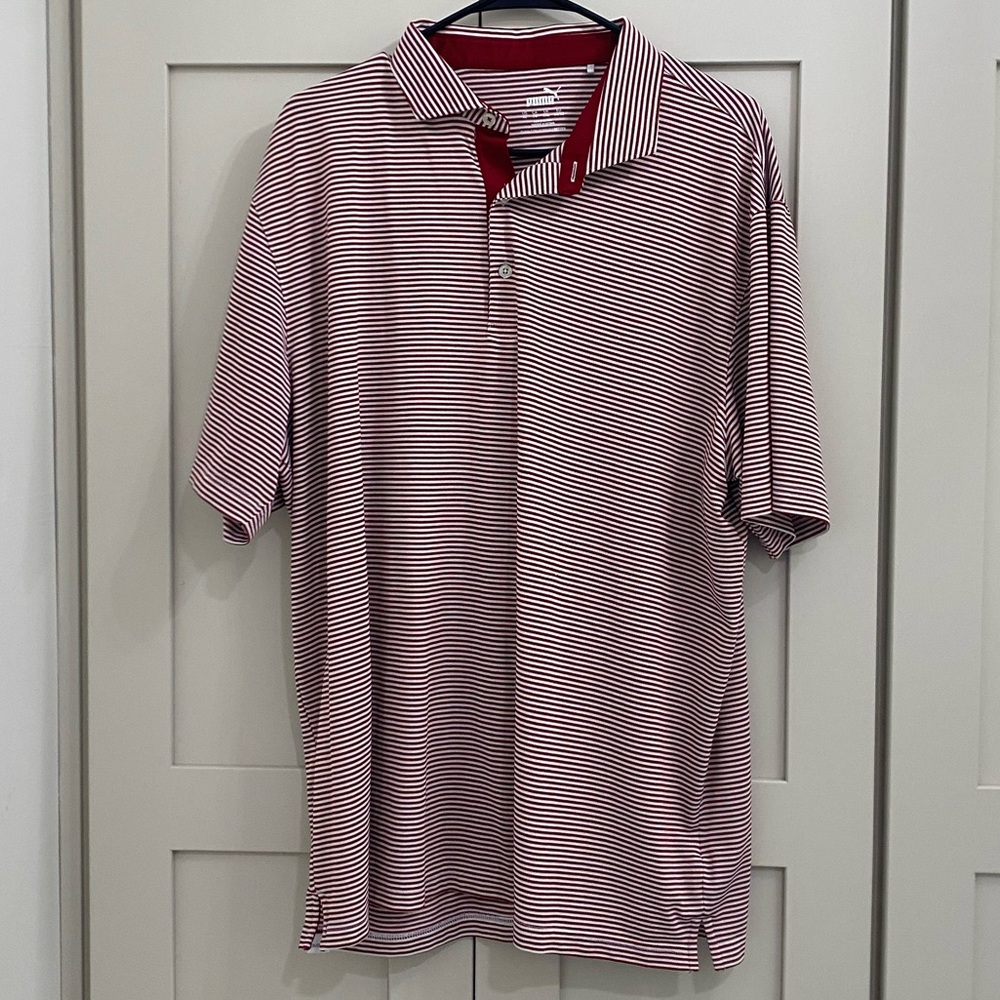 Puma Red and White Striped Men's Polo
